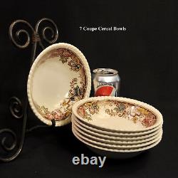 Johnson Bros Set of 7 Coupe Cereal Bowls Devonshire Brown Multicolor 1913+