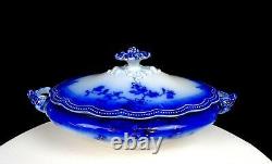 Johnson Bros St Louis Antique Flow Blue 12 Oval covered Vegetable Bowl 1902