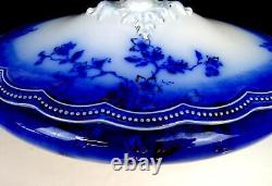 Johnson Bros St Louis Antique Flow Blue 12 Oval covered Vegetable Bowl 1902