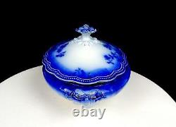 Johnson Bros St Louis Antique Flow Blue 12 Oval covered Vegetable Bowl 1902