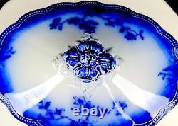 Johnson Bros St Louis Antique Flow Blue 12 Oval covered Vegetable Bowl 1902