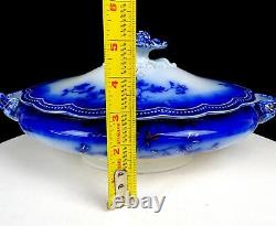 Johnson Bros St Louis Antique Flow Blue 12 Oval covered Vegetable Bowl 1902