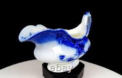 Johnson Bros. St Louis Pattern Antique Floral 8 Flow Blue Gravy Boat 1913