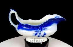 Johnson Bros. St Louis Pattern Antique Floral 8 Flow Blue Gravy Boat 1913