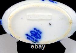 Johnson Bros. St Louis Pattern Antique Floral 8 Flow Blue Gravy Boat 1913