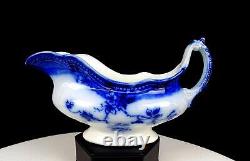 Johnson Bros. St Louis Pattern Antique Floral 8 Flow Blue Gravy Boat 1913