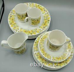 Johnson Bros Sun Valley Ironstone England Dinner Plates cups set Snowhite yellow