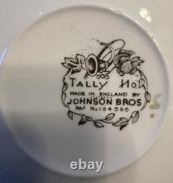 Johnson Bros Tally Ho Demitasse Cup And Saucer Set. Perfect. Sold As Set Of 4