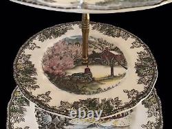 Johnson Bros The Friendly Village 3 Tier Tidbit Sandwich/Dessert Stand Plate