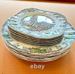 Johnson Bros The Friendly Village Christmas Dinner/Salad Plates 6 Place Settings