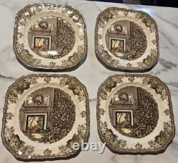 Johnson Bros The Friendly Village Christmas Salad/Dessert Plate Set Of 4