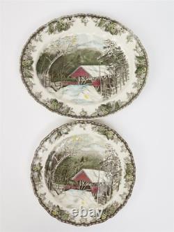Johnson Bros The Friendly Village Covered Bridge 12.5 Chop Plate & 15.5 Platter