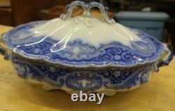 Johnson Bros Tokio Blue White Covered Vegetable Dish Tureen England Flow Blue