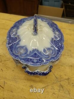 Johnson Bros Tokio Blue White Covered Vegetable Dish Tureen England Flow Blue