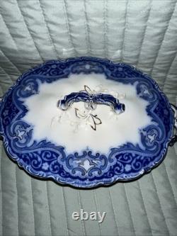 Johnson Bros Tokio Blue White Covered Vegetable Dish Tureen England Flow Blue