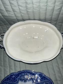 Johnson Bros Tokio Blue White Covered Vegetable Dish Tureen England Flow Blue