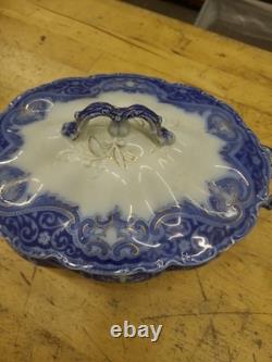 Johnson Bros Tokio Blue White Covered Vegetable Dish Tureen England Flow Blue