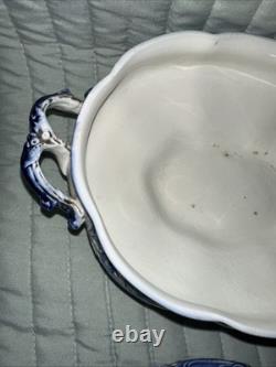 Johnson Bros Tokio Blue White Covered Vegetable Dish Tureen England Flow Blue