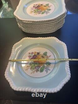 Johnson Bros Vintage 1950's 12 Square California Blue Salad Dessert Plates