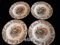 Johnson Bros WILD TURKEYS Native American - Set of Four (4) Dinner Plates