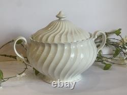 Johnson Bros White Regency Ironstone Swirled Tureen & Lid England Two Piece