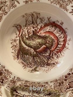 Johnson Bros. Wild Turkeys Native American 8 Soup Bowls Set of 6 EXCELLENT