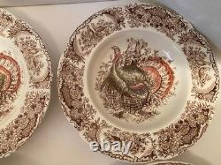 Johnson Bros. Wild Turkeys Native American 8 Soup Bowls Set of 6 EXCELLENT