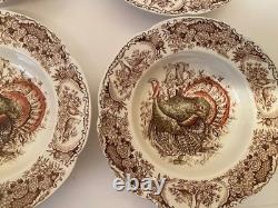 Johnson Bros. Wild Turkeys Native American 8 Soup Bowls Set of 6 EXCELLENT