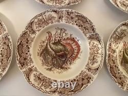 Johnson Bros. Wild Turkeys Native American 8 Soup Bowls Set of 6 EXCELLENT