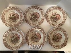 Johnson Bros. Wild Turkeys Native American 8 Soup Bowls Set of 6 EXCELLENT
