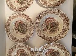 Johnson Bros. Wild Turkeys Native American 8 Soup Bowls Set of 6 EXCELLENT