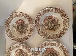 Johnson Bros. Wild Turkeys Native American 8 Soup Bowls Set of 6 EXCELLENT