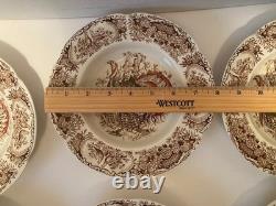 Johnson Bros. Wild Turkeys Native American 8 Soup Bowls Set of 6 EXCELLENT