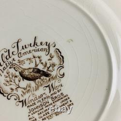 Johnson Bros Wild Turkeys Native American Windsor Ware 10-3/4 Dinner Plates (5)