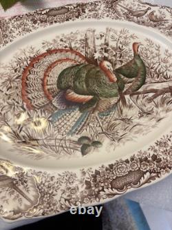 Johnson Bros Wild Turkeys Native American Windsor Ware England Platter EXCELLENT