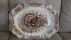 Johnson Bros Wild Turkeys Native American Windsor Ware Platter 20'' Thanksgiving