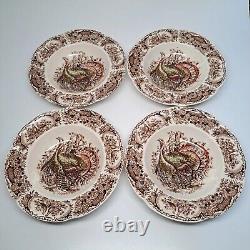 Johnson Bros Wild Turkeys Native American Windsor Ware Rim Soup Bowls SET of 4