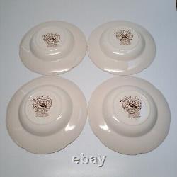 Johnson Bros Wild Turkeys Native American Windsor Ware Rim Soup Bowls SET of 4