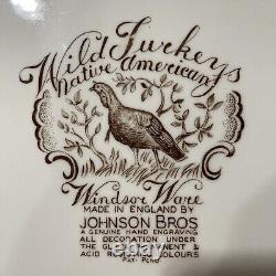 Johnson Bros Wild Turkeys Thanksgiving Platter Native American Windsor Ware 20