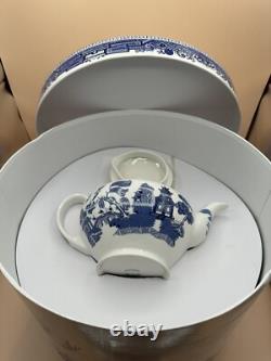 Johnson Bros Willow Blue 13 Pc Tea Set Teapot Cream Sugar Cups Saucers New Mint