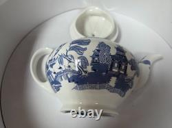 Johnson Bros Willow Blue Tea Set 13 PC NEW IN BOX teapot sugar creamer cups