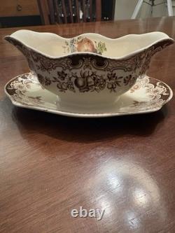Johnson Bros Windsor Ware Harvest Fruit Gravy Boat Underplate Rare