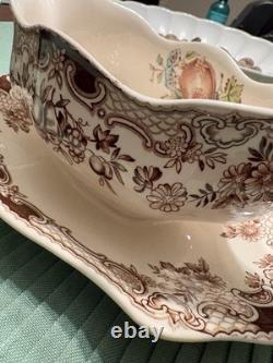 Johnson Bros Windsor Ware Harvest Fruit Gravy Boat Underplate Rare