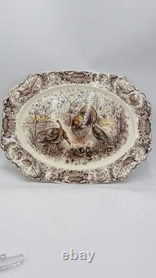 Johnson Bros Windsor Ware Woodland Wild Turkeys Serving Platter Ceramic 20x16