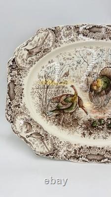 Johnson Bros Windsor Ware Woodland Wild Turkeys Serving Platter Ceramic 20x16