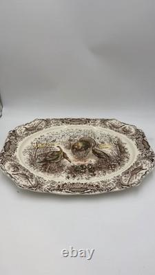 Johnson Bros Windsor Ware Woodland Wild Turkeys Serving Platter Ceramic 20x16