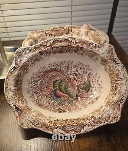 Johnson Brothers 1 WILD TURKEYS Oval Vegetable Serving 1965