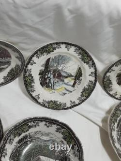 Johnson Brothers 16 Pcs Friendly Village Schoolhouse Covered Bridge Willow Brook