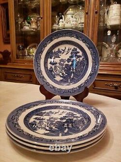 Johnson Brothers Blue Willow 10 Dinner Plates Churchill Lot 4 Made In England