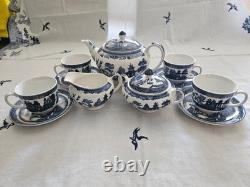 Johnson Brothers Blue Willow Tea Pot Set 1883 Green Stamp Immaculate & Mint